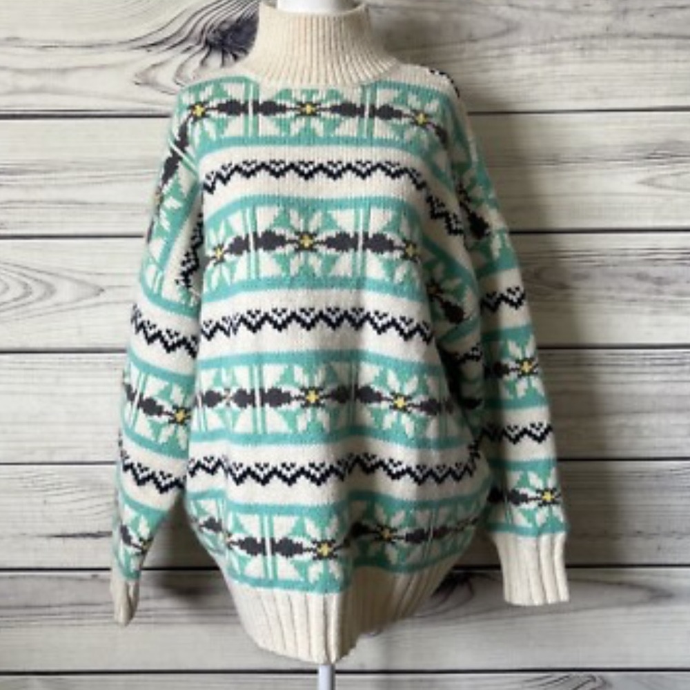NEW American Eagle Mock Neck Fair Isle Oversized Sweater Cozy Comfy NWOT - Picture 5 of 9